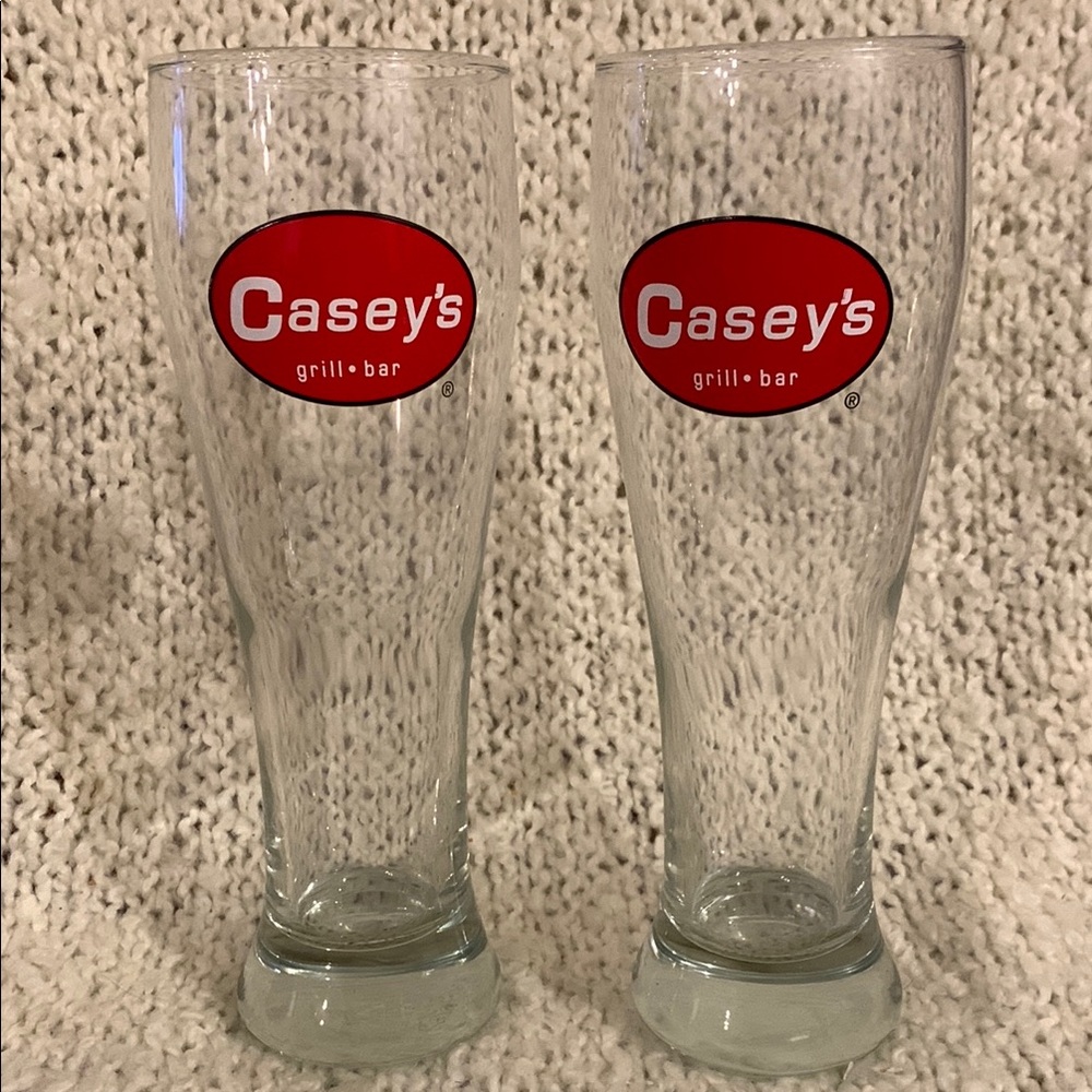 Casey’s Bar and Grill beer glasses, set of 2.